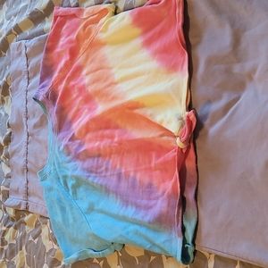 🌈 EUC rainbow tie dye short sleeve shirt w/ tie